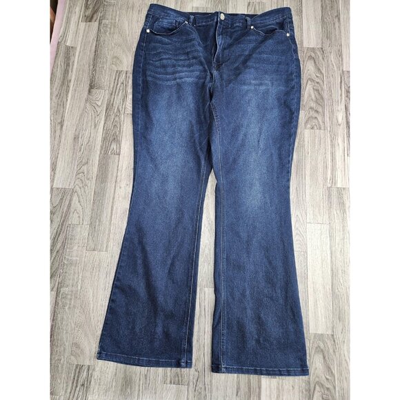 Diane Gilman Jeans Womens 20WT Blue Straight Leg Stretch Denim Pull On Casual - Picture 1 of 10